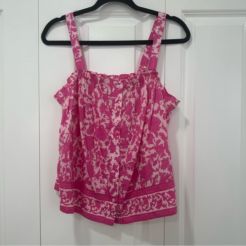 J. Crew Button-front Tank in Tiny Rosebud Floral